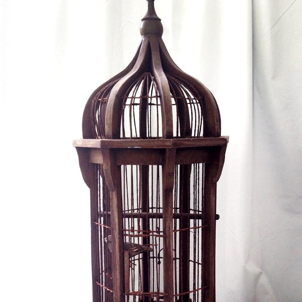 Victorian style bird cage wood metal